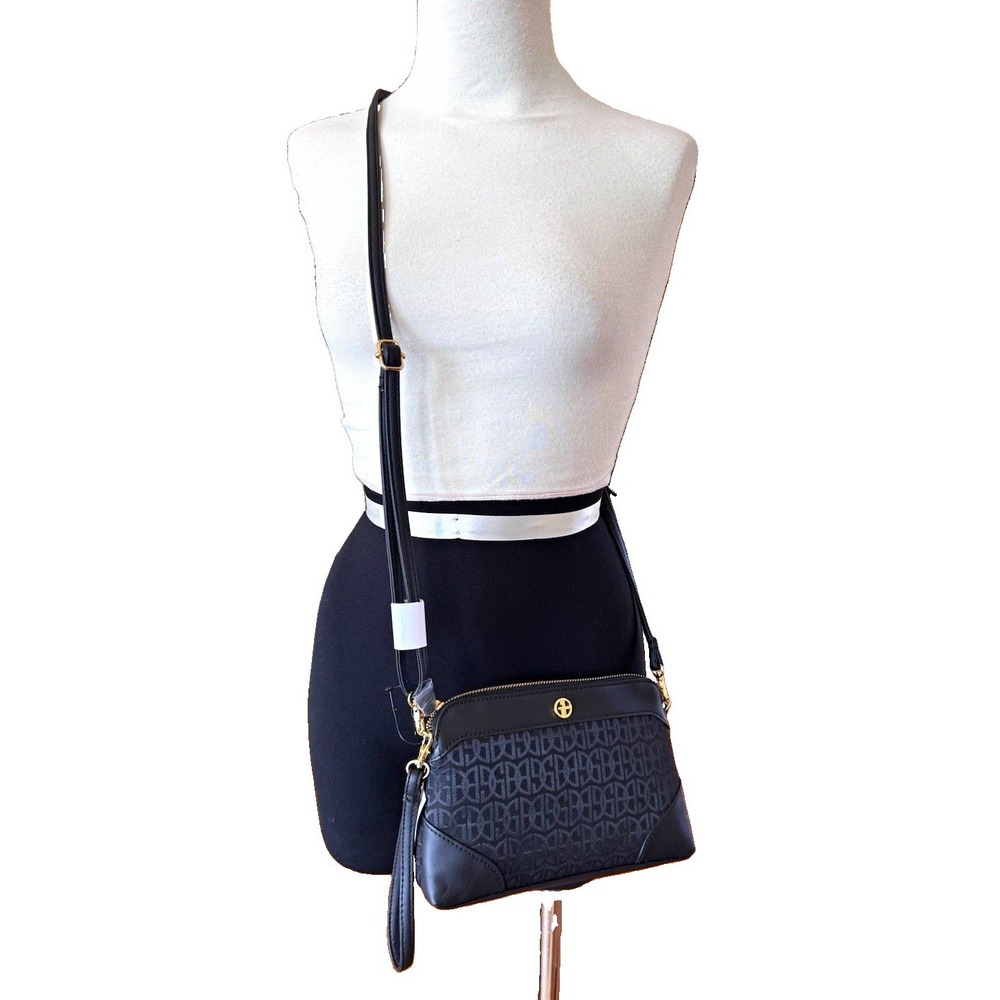 Giani Bernini Black Logo Crossbody Wristlet Gold Hardware 10023011900 NEW